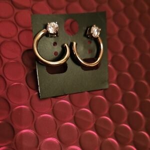 Silver Hoop Earrings with Crystal Accents